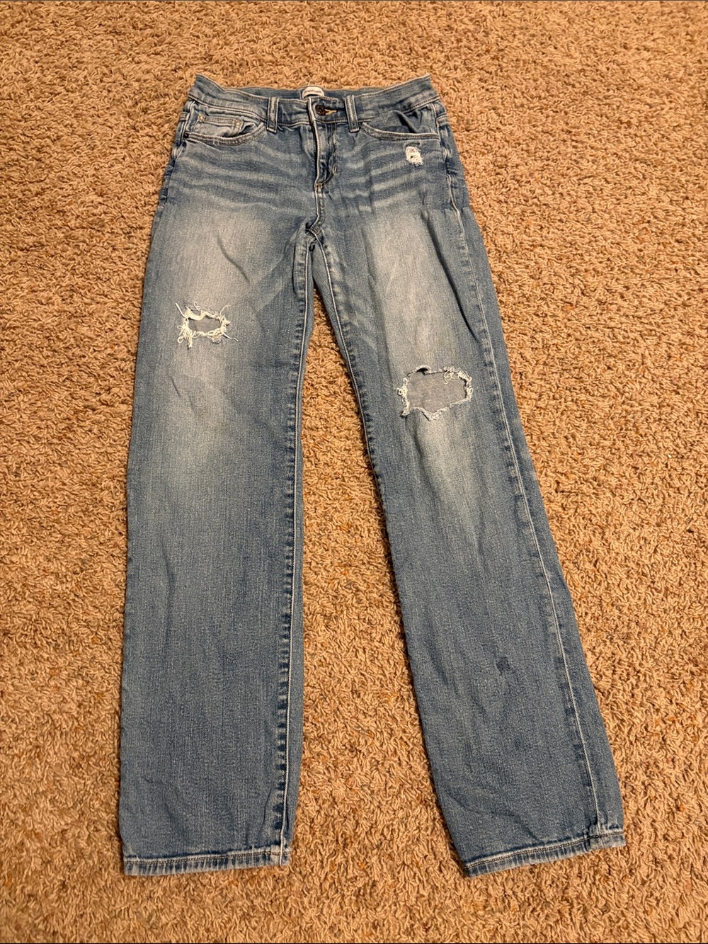 Sneak Peek Light Blue Straight Leg Distressed Jeans